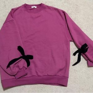 Mustard Seed Purple Sweater with Black Bow Details